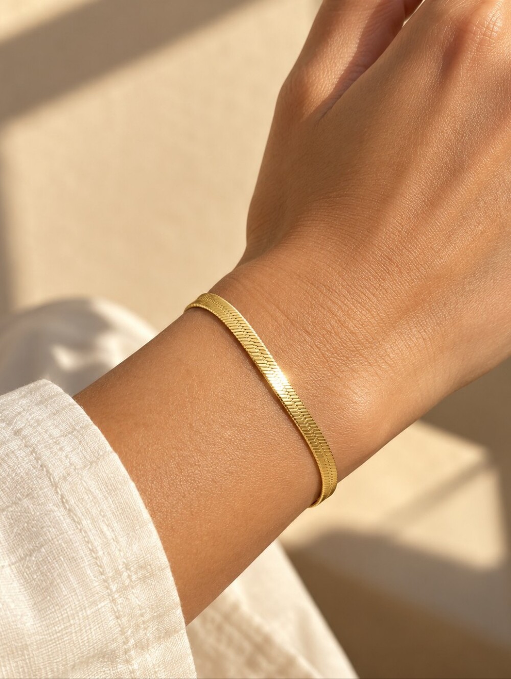 Herringbone Snake Chain Bracelet, 2mm, Stainless Steel - Women Jewelry - Picture 3 of 6